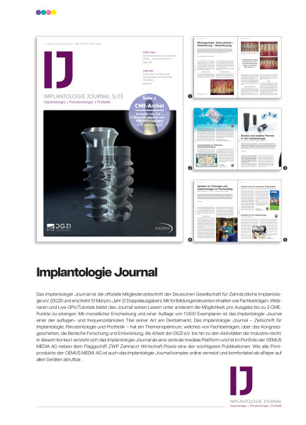Cover bild gehörig zu Mediadaten Implantologie Journal
